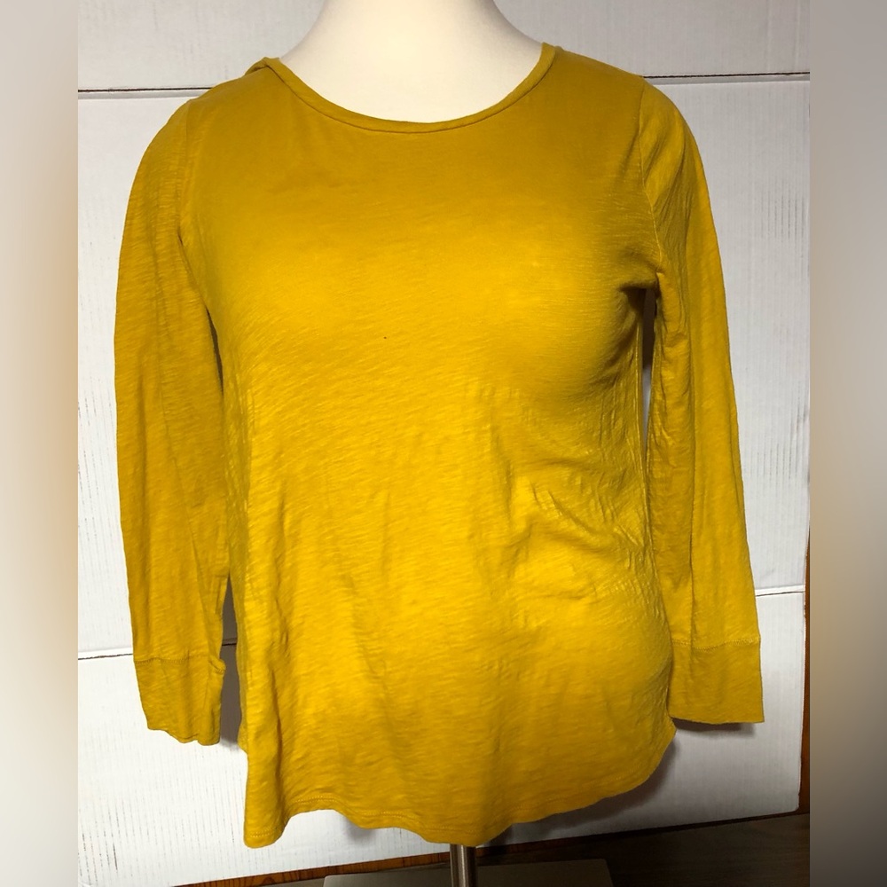 Loft ladies XXL MUSTARD YELLOW 100% cotton long sleeve top.27” length